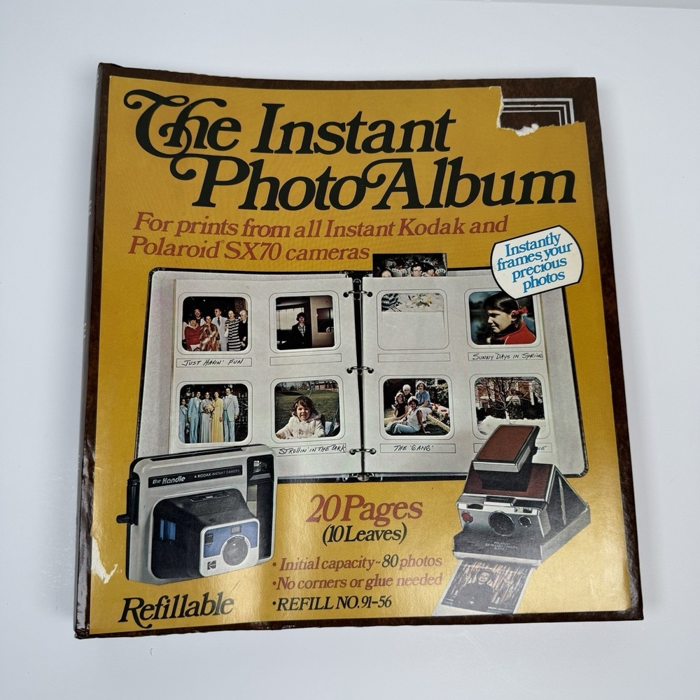 The Instant Photo Album 20 Pages 10 Leaves 80 Photos Kodak Polaroid SX70 Vtg New